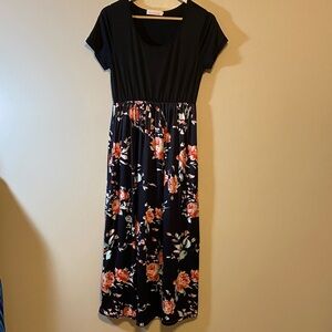 Chic Black Floral Midi Dress